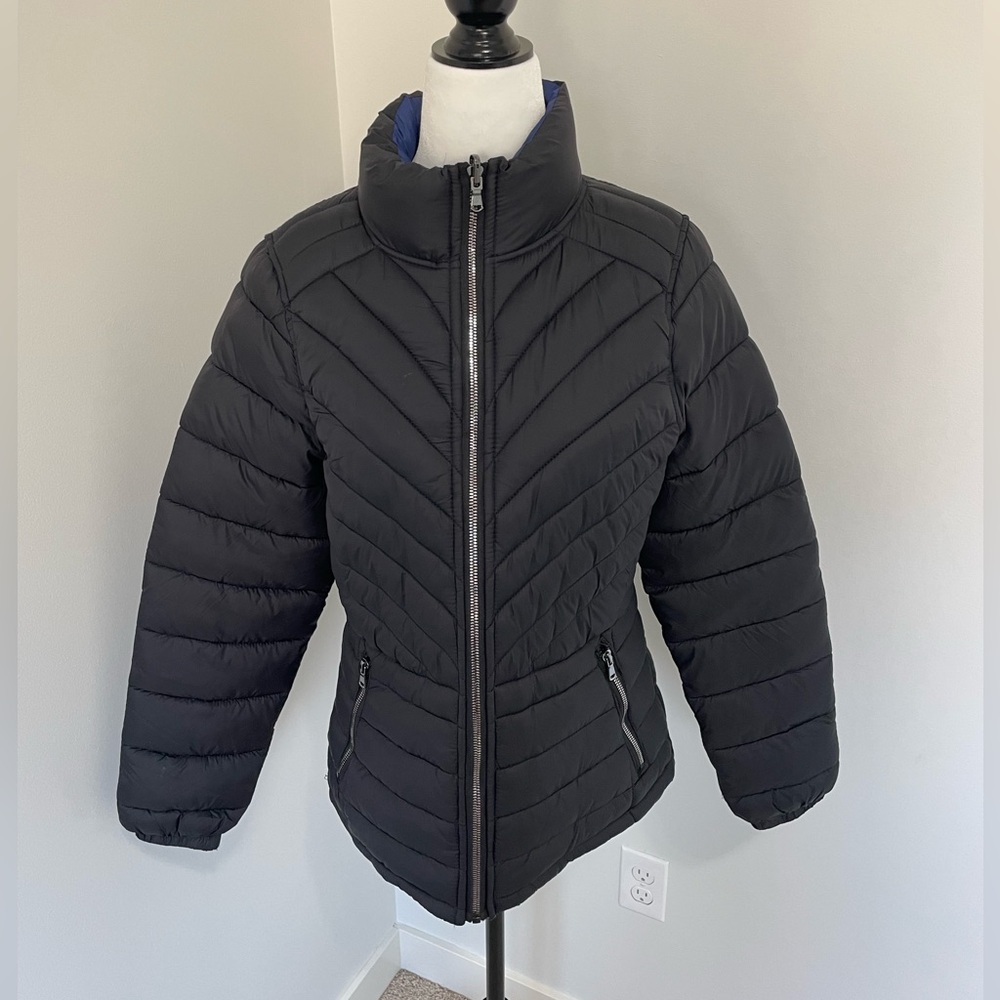 Snobbish Collection Black / Blue Reversible Puffer Jacket - Size Large